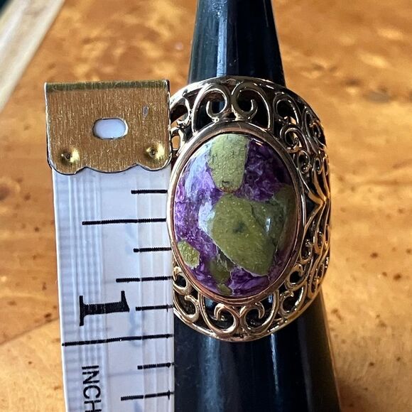 Natural Tasmanian Stichtite Sterling Silver Cocktail Ring Size 7 - Picture 5 of 8